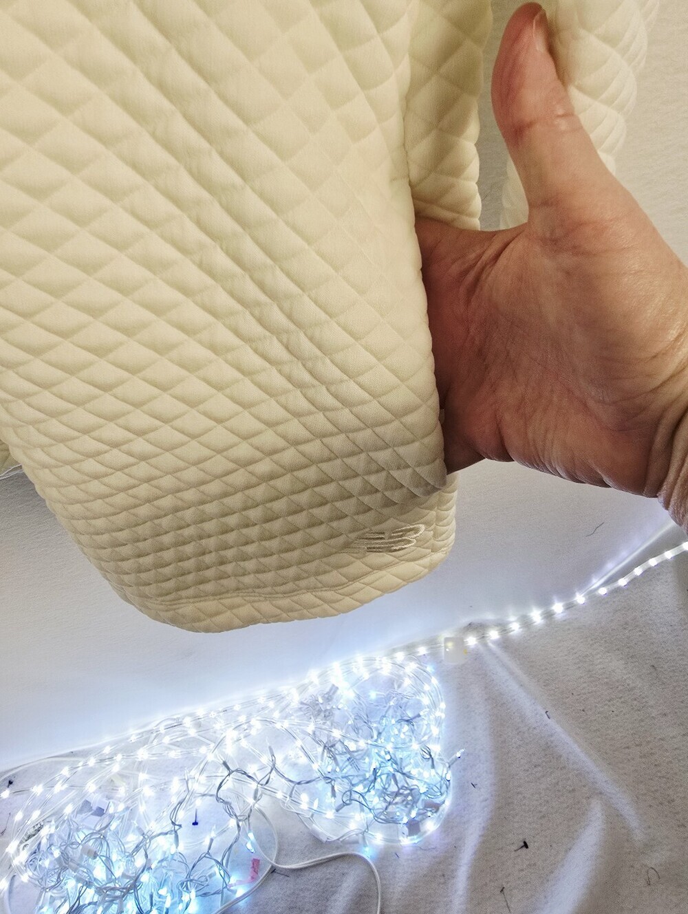 New Balance Quilted Ivory L Sleeve Mock Turtleneck Pull Over Sweatshirt Ladies M - Picture 5 of 12